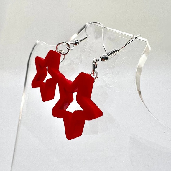 Christmas Star Earrings - Cookie Cutter Earrings - Dangle Earrings - Picture 3 of 8